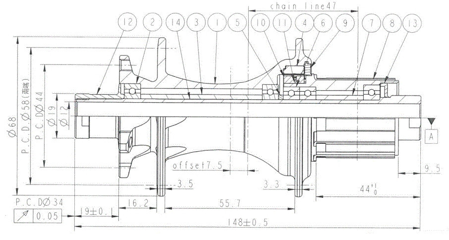 Втулка задняя Novatec D462SB SL B12 S3S 11S 28H, черный